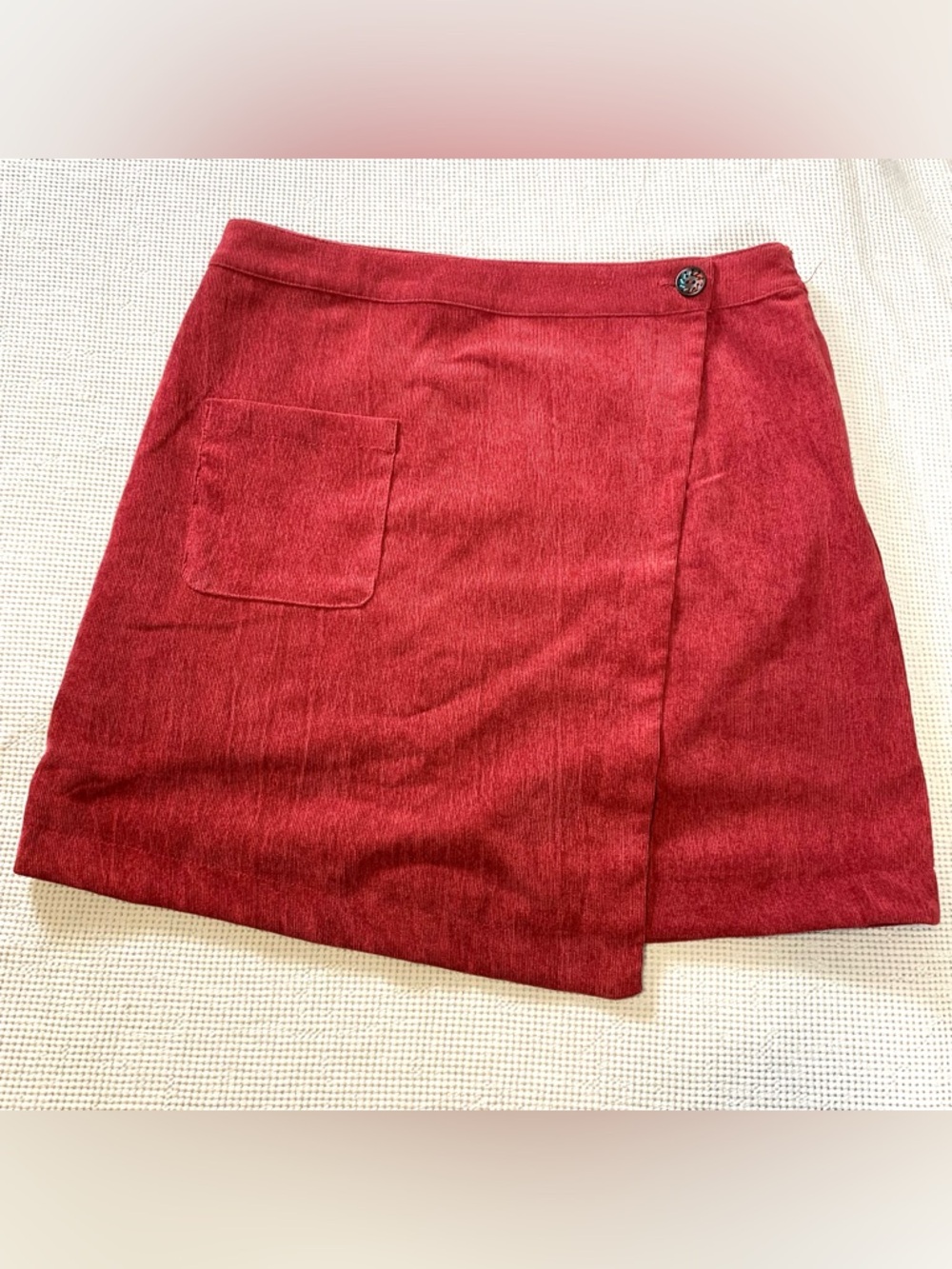 Love Riche Wine Corduroy Mini Skirt Patch Pocket Large NWT Academia Preppy Boho